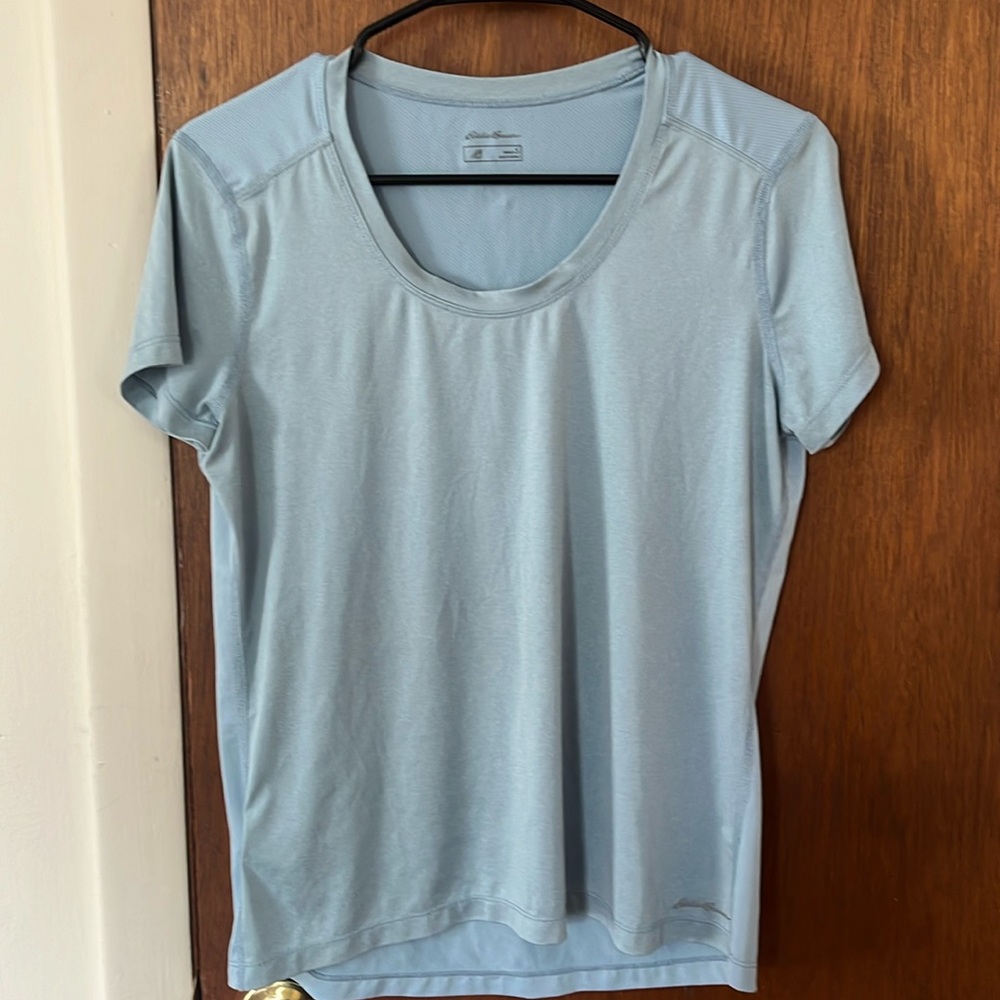 Eddie Bauer Light Blue athletic women’s t-shirt, small, FreeCool Pro